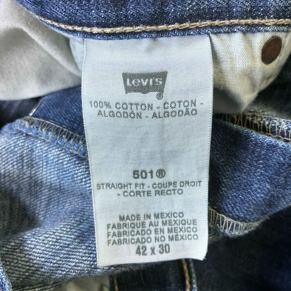 Levis 501 Jeans Men 40x27 Straight Button Fly Blue Medium Wash Classic Denim - Picture 3 of 9